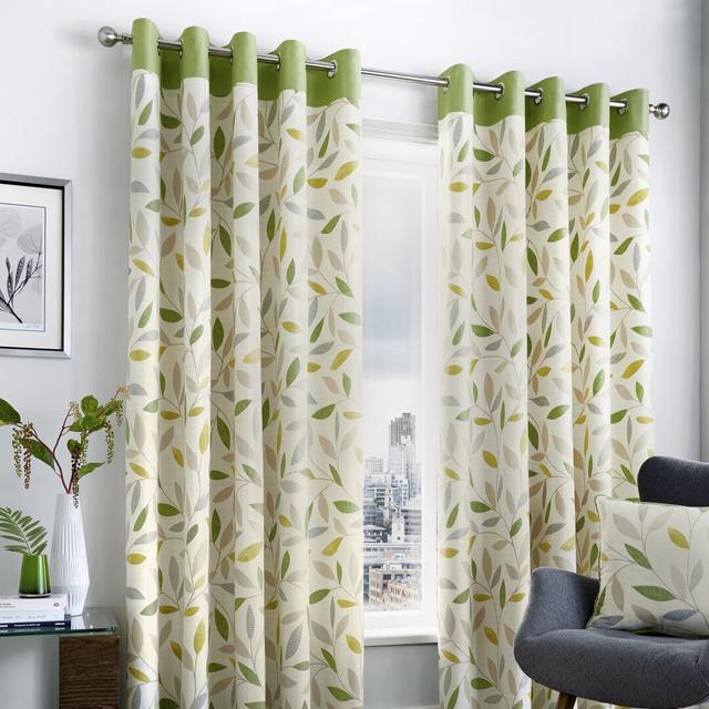 Eyelet Sheer Curtains (Set of 2) Fusion Panel Size: 168 W x 229 D cm, Colour: Green on Productcaster.