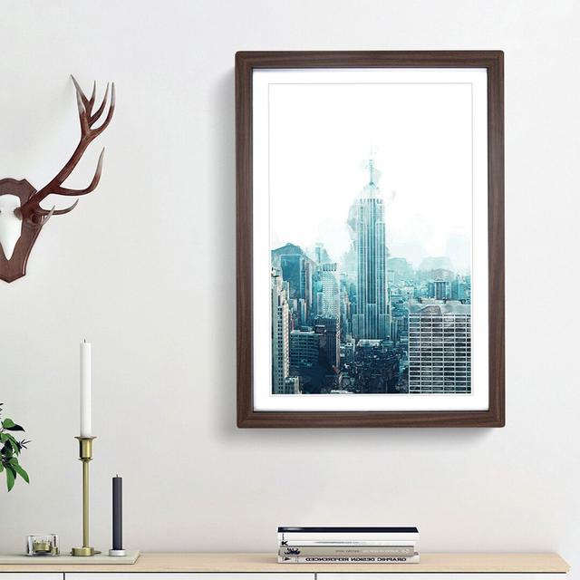 Empire State Building in New York in Abstract - Picture Frame Graphic Art Print East Urban Home Size: 65cm H x 48cm W x 2cm D, Frame Option: Walnut Fr on Productcaster.