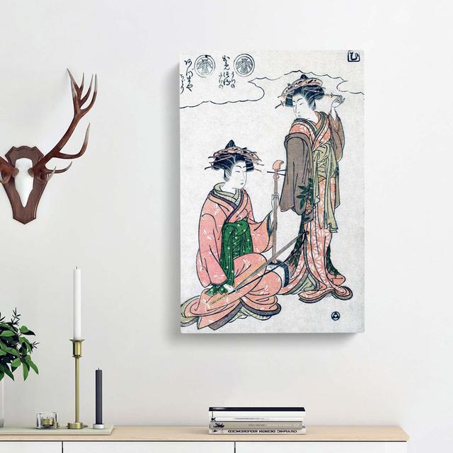 Two Geisha by Isoda Koryusai - Wrapped Canvas Painting Print East Urban Home Size: 50cm H x 35cm W x 3cm D on Productcaster.