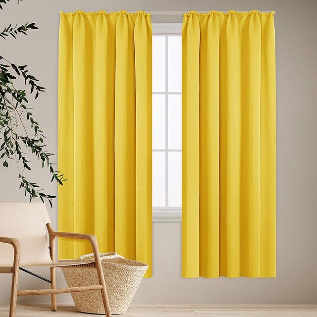 Deavin Polyester Blackout Rod Pocket Curtain Pair (Set of 2) Ebern Designs Panel Size: Width 140 x Drop 160cm, Colour: Dark Grey on Productcaster.