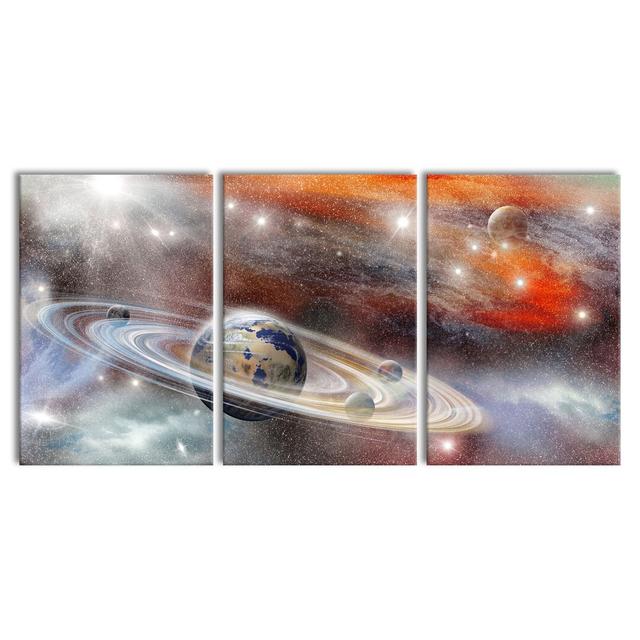 Abstract Galaxy 3-Piece Photograph Set on Canvas East Urban Home Size: 120cm H x 240cm W on Productcaster.