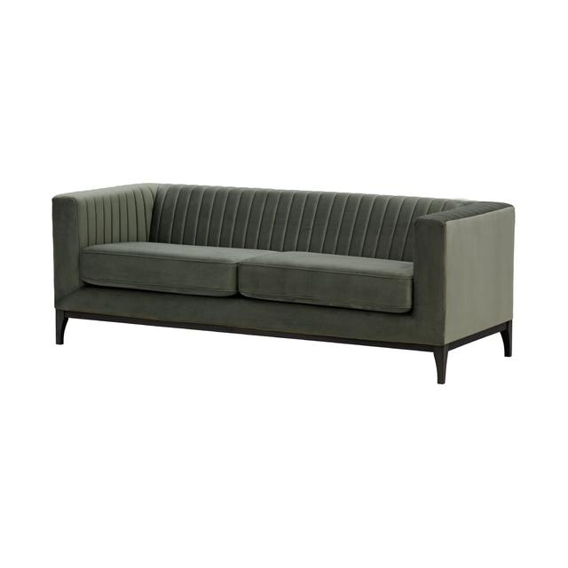 Buker Velvet Sofa Canora Grey Leg Colour: Black, Colour: Grey on Productcaster.