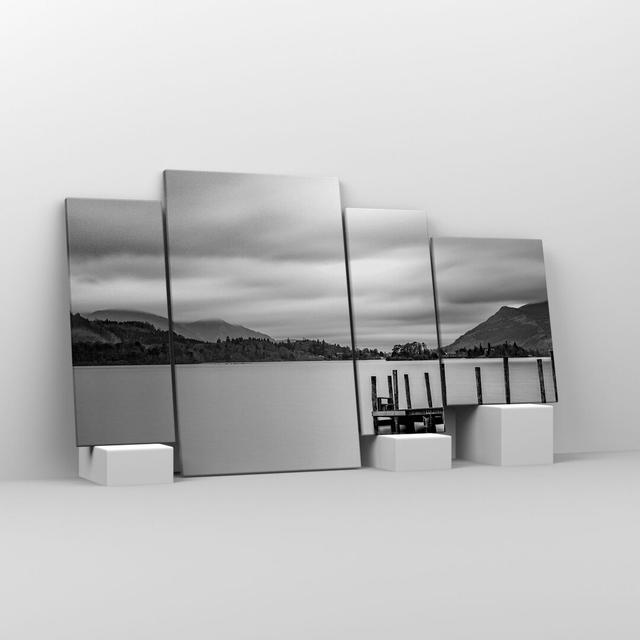 Black and White Landscape Lake - 4 Piece Wrapped Canvas Graphic Art Highland Dunes Size: 70cm H x 120cm W x 1.8cm D on Productcaster.