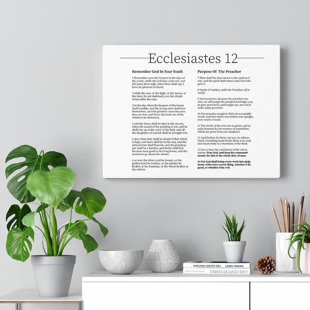 His Commandments Ecclesiastes 12 - Wrapped Canvas Print Blue Elephant Size: 30cm H x 41cm W on Productcaster.