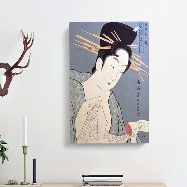 Portrait of a Woman by Chokosai Eisho - Wrapped Canvas Painting Pint East Urban Home Size: 60cm H x 40cm W x 3cm D on Productcaster.