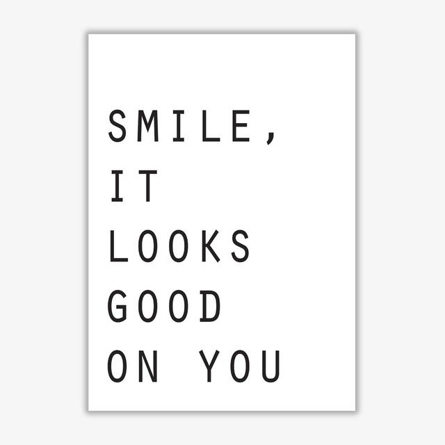 Smile, It Looks Good on You - Typography Print on Paper East Urban Home Format: No Frame, Size: 30 cm H x 21 cm W x 1 cm D on Productcaster.