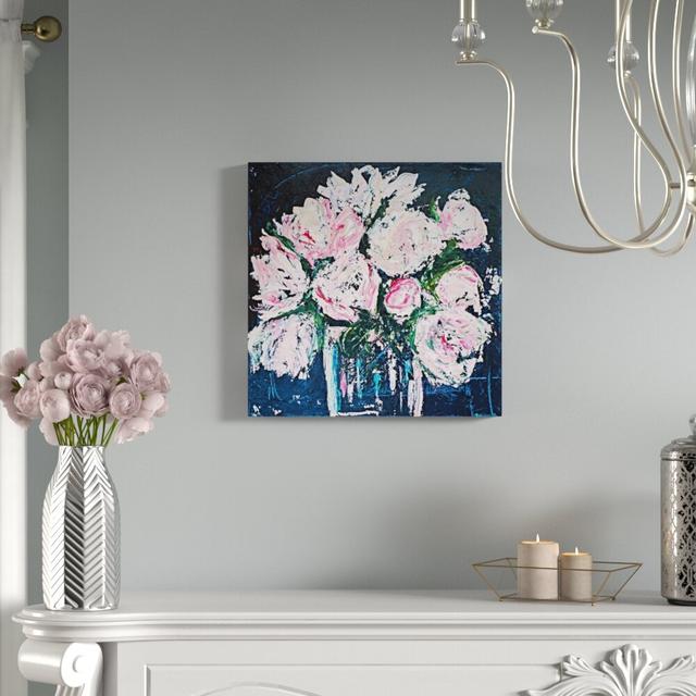 Peonies by the Bucket by Claire Sower - Wrapped Canvas Painting Print East Urban Home Size: 109.22cm H x 109.22cm W x 5.08cm D on Productcaster.