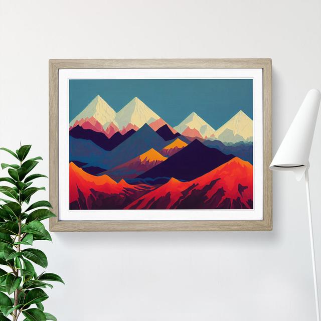 Fantastic Abstract Mountains - Picture Frame Graphic Art Alpen Home Frame Colour: Oak, Size: 34cm H x 46cm W x 2cm D on Productcaster.