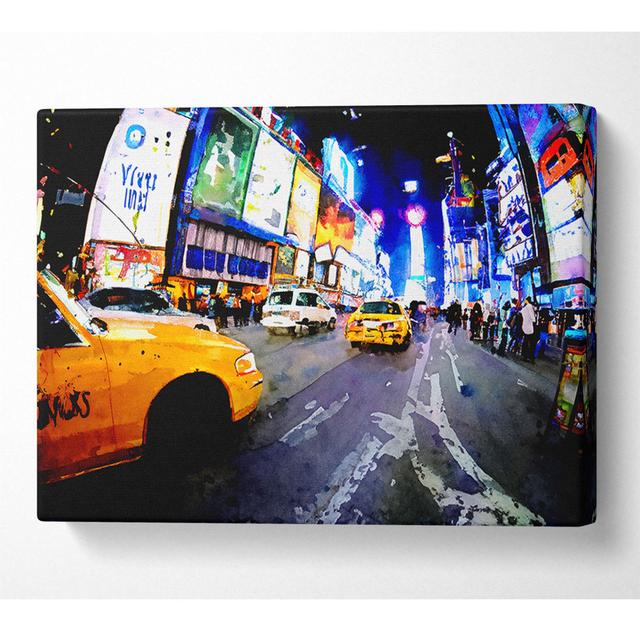 Yellow Cab New York Broadway Drive - Wrapped Canvas Art Prints Latitude Run Size: 81cm H x 121.9cm W x 10cm D on Productcaster.