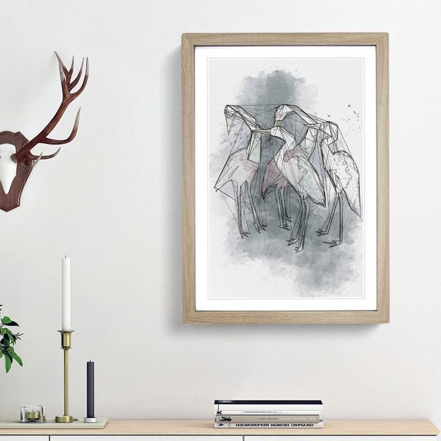 Heron Birds in Abstract - Picture Frame Graphic Art Print East Urban Home Frame Option: Oak Framed, Size: 36cm H x 27cm W x 2cm D on Productcaster.