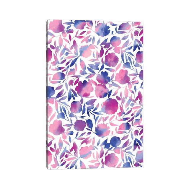 Watercolor Floral Papercut Pink Blue by Jacqueline Maldonado - Wrapped Canvas Painting ClassicLiving Size: 30.48cm H x 20.32cm W x 1.91cm D on Productcaster.