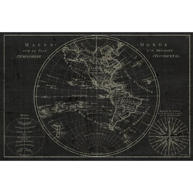 Mappemonde Etching by Wild Apple Portfolio - Wrapped Canvas Painting Maturi Size: 30cm H x 46cm W on Productcaster.