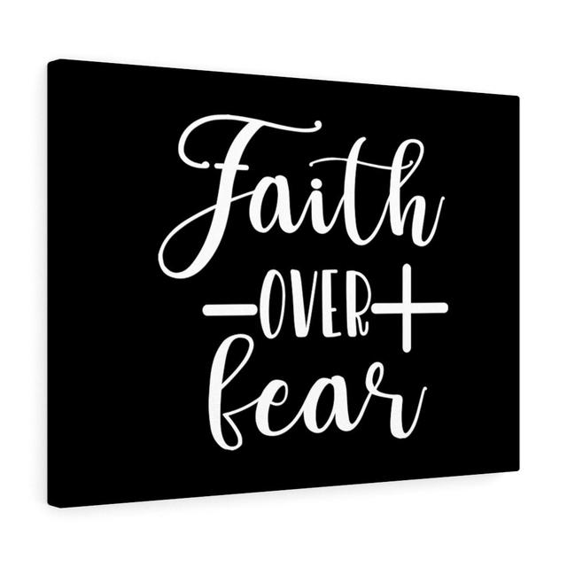 Faith Over Fear Cross - Wrapped Canvas Print Blue Elephant Size: 61cm H x 76cm W on Productcaster.