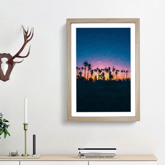 Palm Trees in Santa Barbara in Abstract - Picture Frame Graphic Art Print East Urban Home Size: 87cm H x 62cm W x 2cm D, Frame Option: Oak Framed on Productcaster.