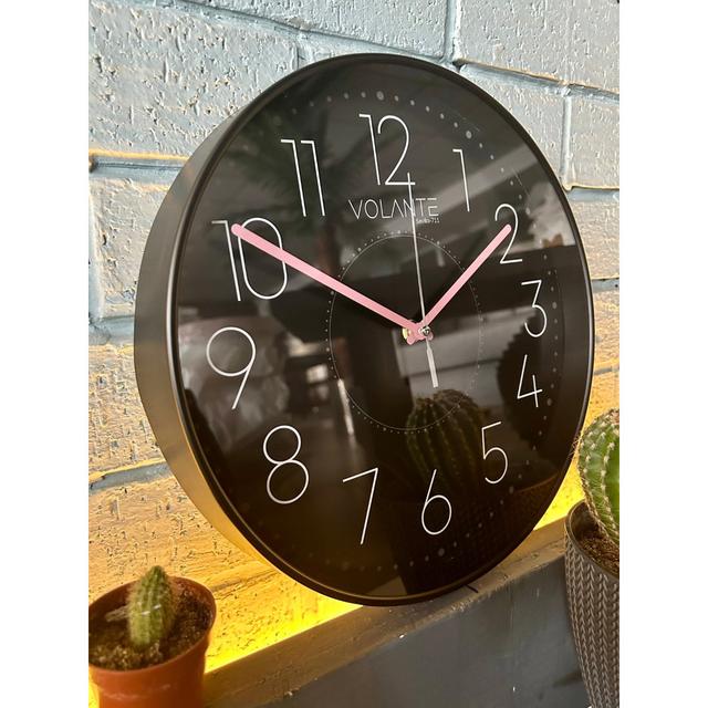 Angelysse Wall Clock Latitude Run Colour: Black/Pink on Productcaster.