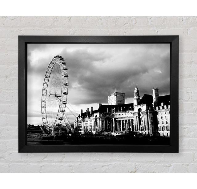 London Eye Clouds B N W - Single Picture Frame Art Prints Ebern Designs Size: 84.1cm H x 118.9cm W on Productcaster.