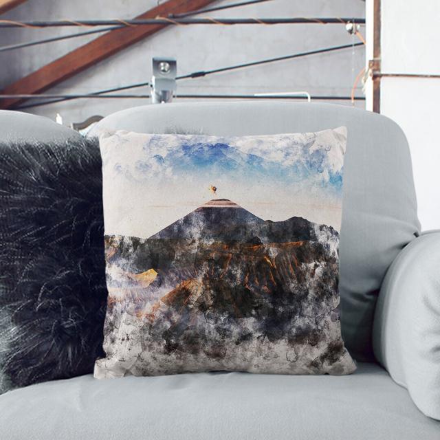 Mount Bromo in Indonesia Watercolour Scatter Cushion with Filling (Set of 2) East Urban Home Size: 40cm H x 40cm W x 15cm D, Backing Colour: Black on Productcaster.