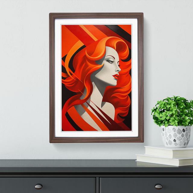 Red Headed Woman Constructivism No.3 Big Box Art Frame Colour: Walnut, Size: 46cm H x 34cm W x 2cm D on Productcaster.