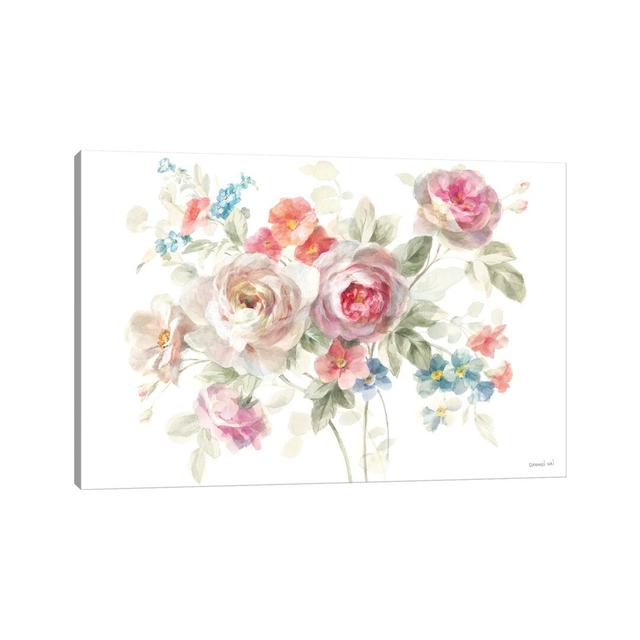 Cottage Garden I by Danhui Nai - Wrapped Canvas Painting ClassicLiving Colour: White/Pink/Blue/Green, Size: 66.04cm H x 101.6cm W x 3.81cm D on Productcaster.