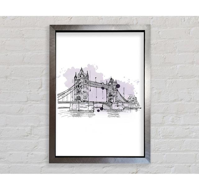 Tower Bridge Outline 6 - Print Ophelia & Co. Size: 84.1cm H x 118.9cm W x 3.4cm D, Format: Silver Framed Paper on Productcaster.