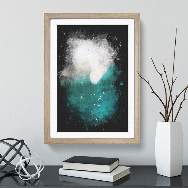 Beach and Ocean in Fenfushi Maldives Paint Splash - Picture Frame Graphic Art East Urban Home Size: 90cm H x 65cm W x 2cm D, Frame Option: Oak on Productcaster.