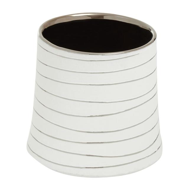 Haldis Large White Silver Ceramic Planter Ivy Bronx Size: Small on Productcaster.