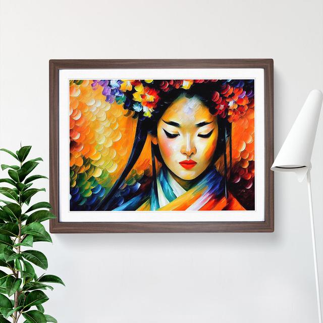 Shimmering Geisha Vol.1 Abstract - Picture Frame Graphic Art Marlow Home Co. Size: 25cm H x 34cm W x 2cm D, Frame Colour: Walnut on Productcaster.