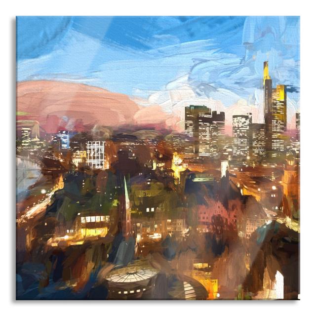 Glasbild "Frankfurt Am Main Skyline" Ophelia & Co. Größe: 50 cm H x 50 cm B x 0,4 cm T on Productcaster.