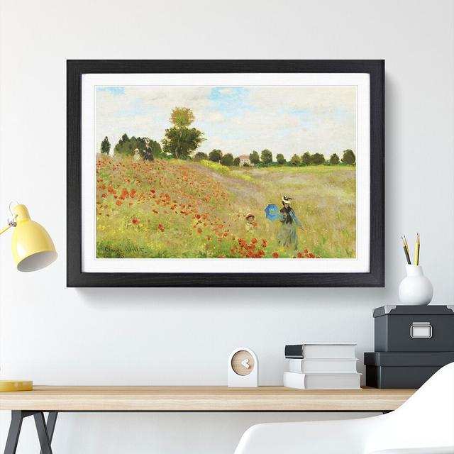 Poppy Field Vol.2 by Claude Monet - Picture Frame Painting on MDF East Urban Home Size: 27cm H x 36cm W x 2cm D, Frame Option: Black Framed on Productcaster.