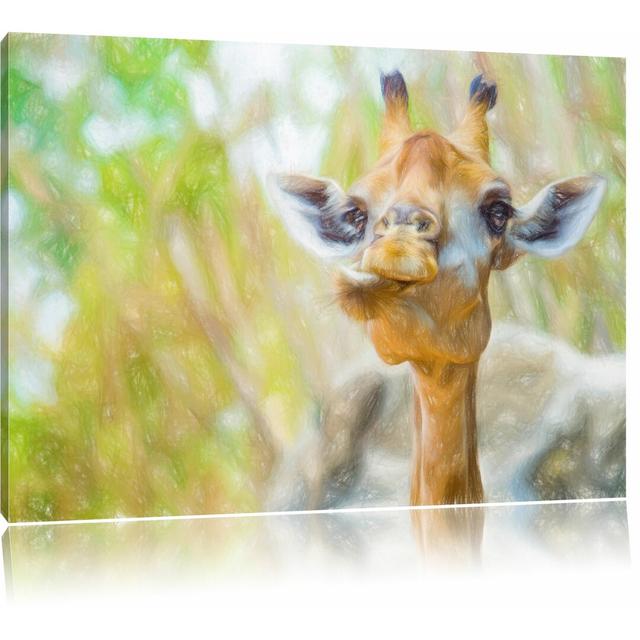 Leinwandbild „Giraffe in der Natur“, Grafikdruck East Urban Home Größe: 80 cm H x 120 cm B on Productcaster.