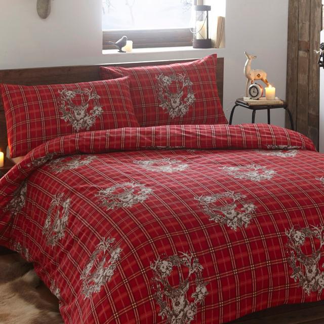 100% Cotton Reversible Duvet Cover Set Alpen Home Colour: Red, Size: Single Duvet Cover + 1 Standard Pillowcase on Productcaster.