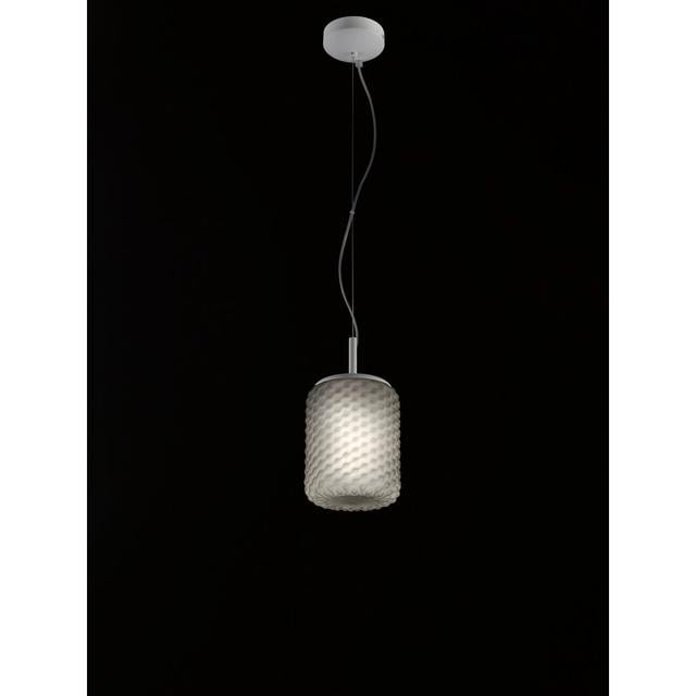 Domino 1 - Light White Cylinder Pendant Selene Illuminazione Shade Colour: Grey, Size: 26cm H x 15cm W x 15cm D on Productcaster.