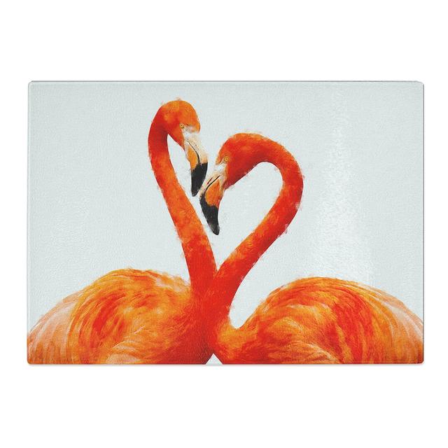 Tempered Glass Two Loving Flamingos Painting Chopping Board East Urban Home Size: 28.5 cm x 39 cm on Productcaster.