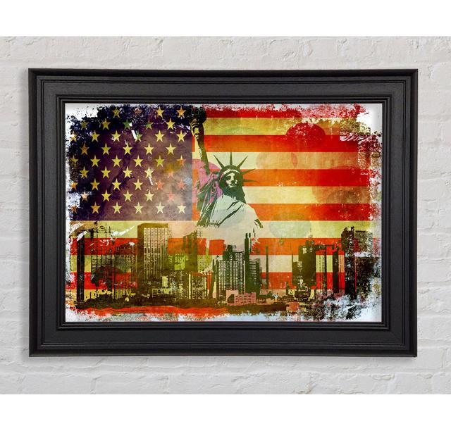 Amerikanische Flagge NYC - Einzelner Bilderrahmen Kunstdrucke Rosalind Wheeler Größe: 59,7 cm H x 84,1 cm B x 8 cm T on Productcaster.