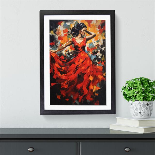 Flamenco Dancer Dadaism - Single Picture Frame Print on Wood Marlow Home Co. Format: Black Framed, Size: 46cm H x 34cm W on Productcaster.