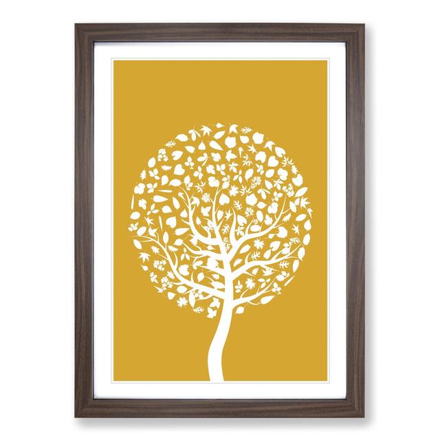 Orange and White Tree - Picture Frame Graphic Art East Urban Home Size: 36cm H x 27cm W x 2cm D, Frame Option: Walnut Framed on Productcaster.