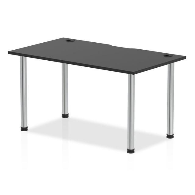 Metal Base Writing Desk Inbox Zero Size: 73.4cm H x 140cm W x 80cm D, Frame Colour: Chrome on Productcaster.