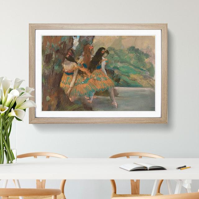 Ballet Ballerina Dancers on Stage by Edgar Degas - Picture Frame Painting on MDF East Urban Home Frame Option: Oak Framed, Size: 27cm H x 36cm W x 2cm on Productcaster.