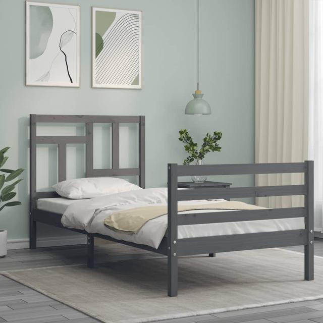 Aapo 140 X 190cm Solid Wood Bed Marlow Home Co. Colour: Grey, Size: European Single (90 x 200cm) on Productcaster.