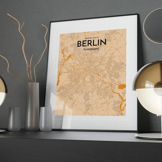 Berlin City Map in Vintage - Unframed Graphic Art Borough Wharf Size: 20cm H x 16cm W x 0.05cm D on Productcaster.