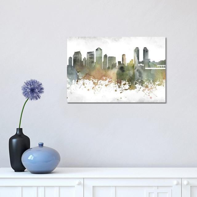 San Diego Skyline by WallDecorAddict - Wrapped Canvas Print Latitude Run Size: 30.48cm H x 45.72cm W x 1.9cm D on Productcaster.