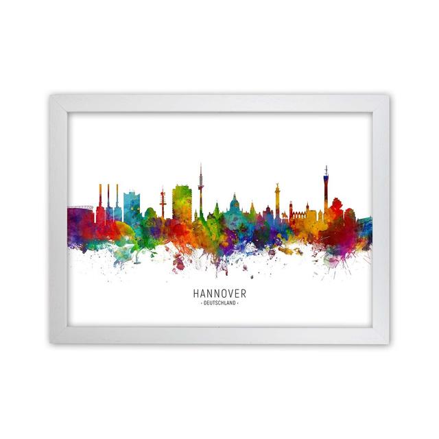 Hannover Deutschland Skyline by Michael Tompsett - Graphic Art Latitude Run Format: White Framed, Size: 34cm H x 46cm W x 3cm D on Productcaster.