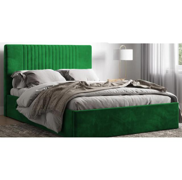 Upholstered Ottman Storage Bed Frame Britainsleep Size: Small Double (4'), Colour: Green on Productcaster.