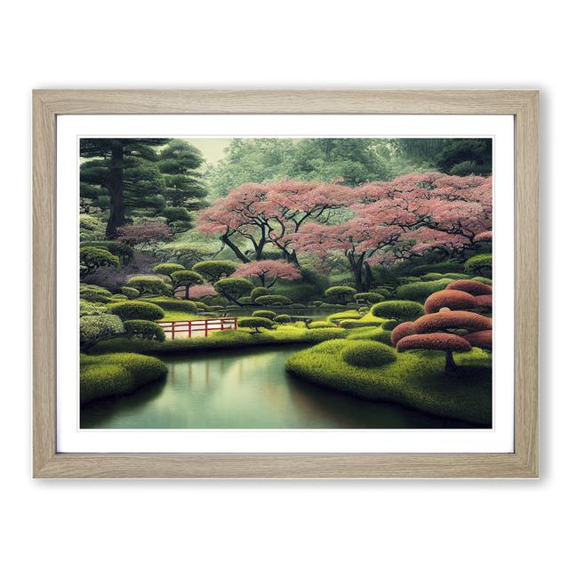 Japanese Garden Vol.1 - Picture Frame Graphic Art 17 Stories Size: 46cm H x 64cm W x 2cm D, Frame Colour: Oak Framed on Productcaster.