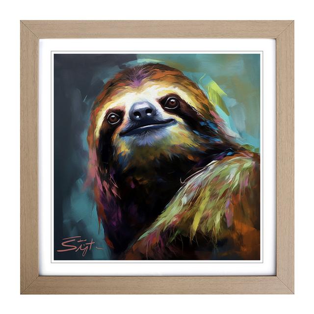 Sloth Gestural Art - Single Picture Frame Print on Wood World Menagerie on Productcaster.