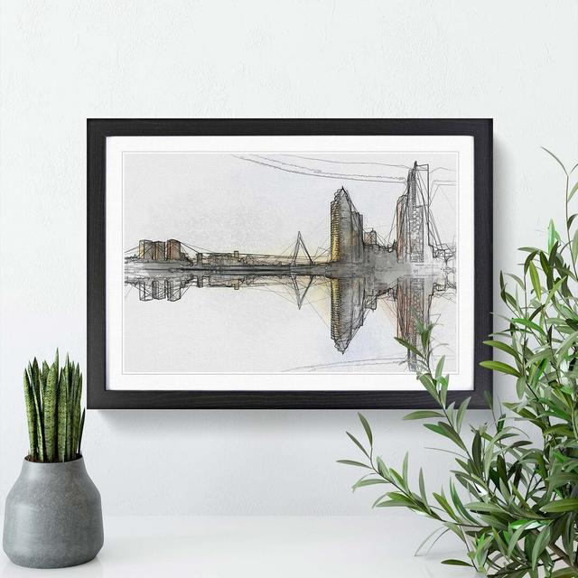 The Rotterdam Skyline Reflection in Abstract - Picture Frame Graphic Art Print East Urban Home Size: 35cm H x 50cm W x 2cm D, Frame Option: Black on Productcaster.