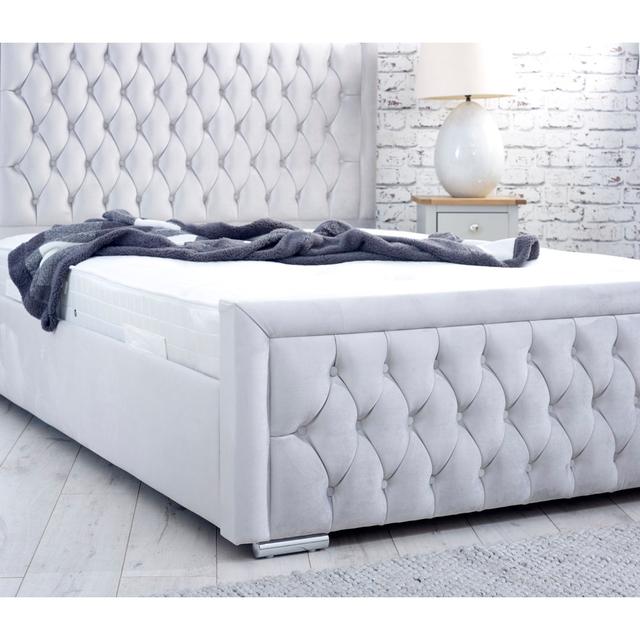 Kaori Upholstered Bed Frame Mercer41 Colour: Silver, Size: Single (3') on Productcaster.