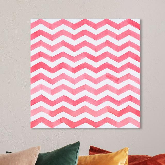 'Red Chevron' Graphic Art on Wrapped Canvas East Urban Home Size: 109.2 cm H x 109.2 cm W x 3.8 cm D on Productcaster.