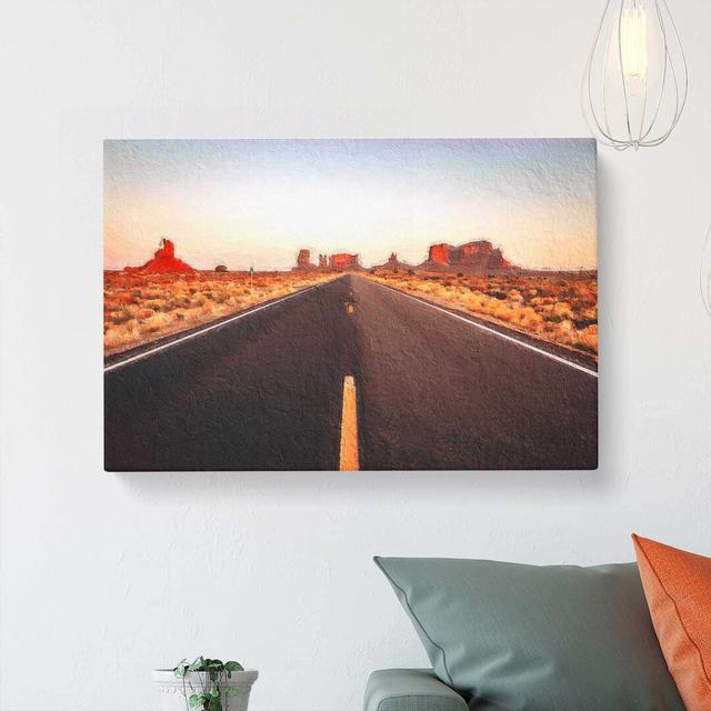 Road Through Arizona - Wrapped Canvas Painting East Urban Home Size: 40cm H x 60cm W x 3cm D on Productcaster.