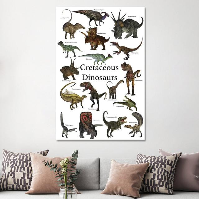 Poster of Prehistoric Dinosaurs During the Cretaceous Period by Corey Ford - Wrapped Canvas Art Prints Happy Larry Size: 152.4cm H x 101.6cm W on Productcaster.